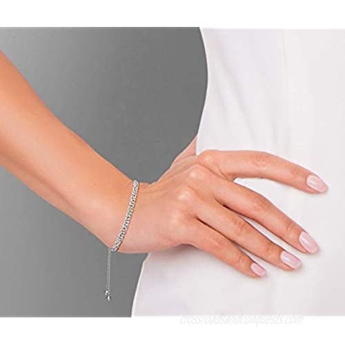 Miabella 925 Sterling Silver Italian 4mm Byzantine Adjustable Bolo Link Chain Bracelet for Women Handmade in Italy