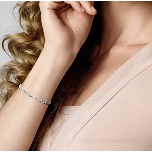 Miabella 925 Sterling Silver Italian 4mm Mesh Link Chain Bracelet for Women Teen Girls 6.5 7 7.5 8 Inch Made in Italy