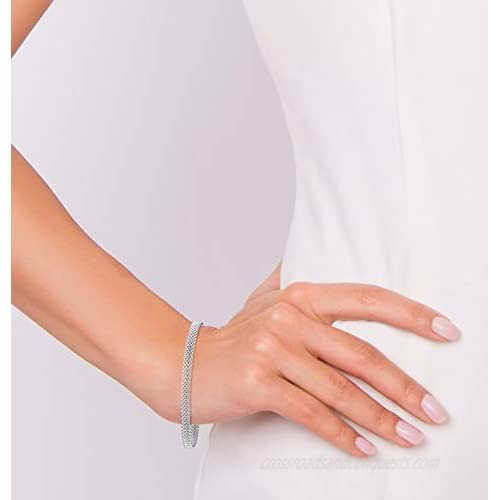 Miabella 925 Sterling Silver Italian 5mm Mesh Link Chain Bracelet for Women 6.5 7 7.5 8 Inch Made in Italy