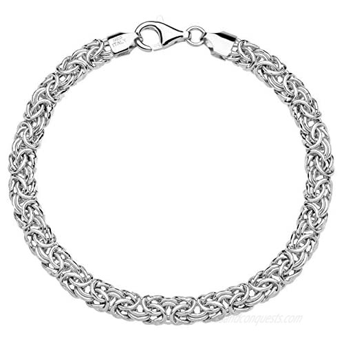 Miabella 925 Sterling Silver Italian Byzantine Bracelet for Women 6.5 7 7.5 8 Inch Handmade in Italy