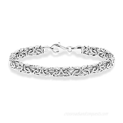 Miabella 925 Sterling Silver Italian Byzantine Bracelet for Women 6.5  7  7.5  8 Inch Handmade in Italy
