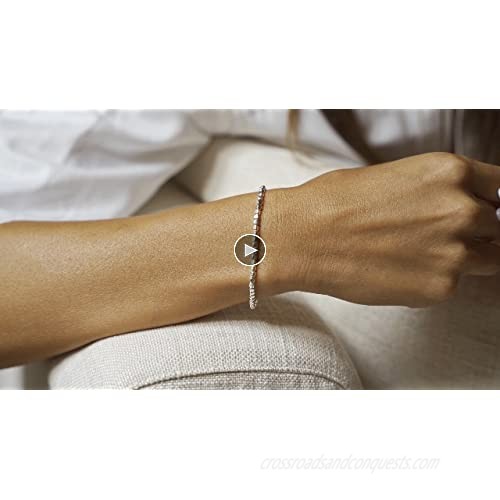 Miabella 925 Sterling Silver Organic Cube Bead Chain Bracelet for Women Men 6.5 7 7.5 8 8.5 Inch Handmade in Italy