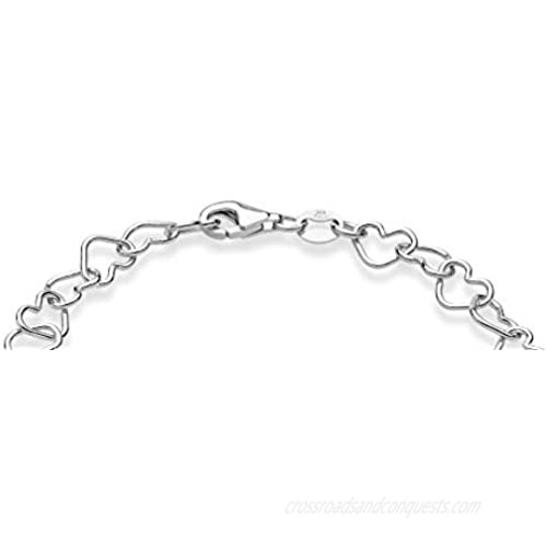 Miabella Sterling Silver Italian 5mm Rolo Heart Link Chain Bracelet for Women Teen Girls 6.5 7 7.5 8 Inch Made in Italy
