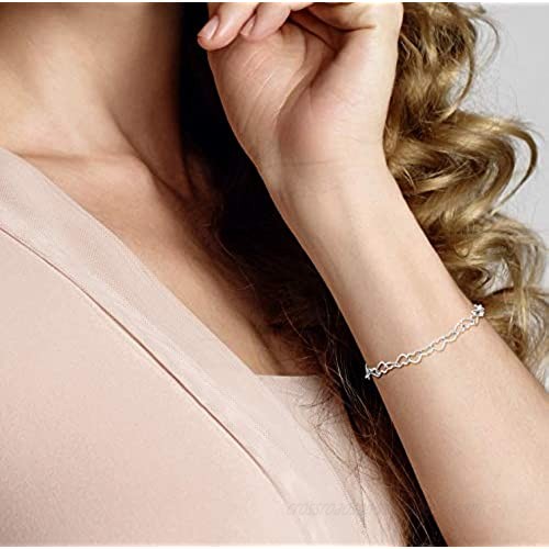 Miabella Sterling Silver Italian 5mm Rolo Heart Link Chain Bracelet for Women Teen Girls 6.5 7 7.5 8 Inch Made in Italy