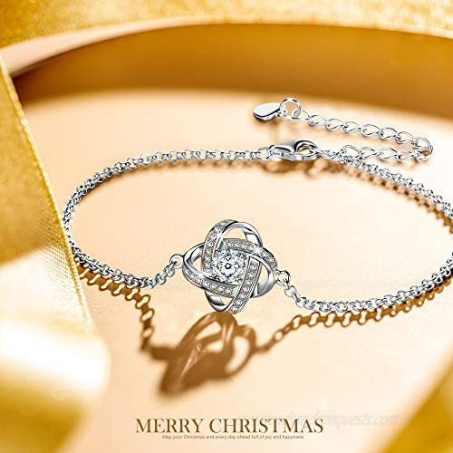 NM NINAMISS Never be Apart 925 Sterling Silver Bracelets for Women Hypoallergenic Jewelry with 5A Cubic Zirconia and Gift Box 7+2 inches