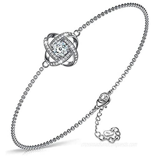 NM NINAMISS Never be Apart 925 Sterling Silver Bracelets for Women Hypoallergenic Jewelry with 5A Cubic Zirconia and Gift Box 7+2 inches