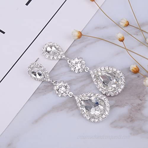Paxuan Womens Silver Plated White Clear Rhinestone Crystal Wedding Bridal Bridesmaid Bracelet Jewelry Link Tennis Bracelet