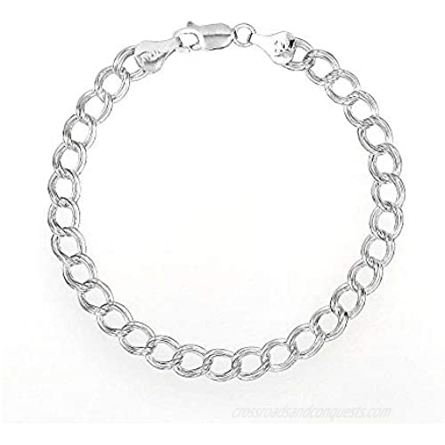 PORI JEWELERS 925 Sterling Silver Italian Charm Link Chain Bracelet for Men and Women - Multiple