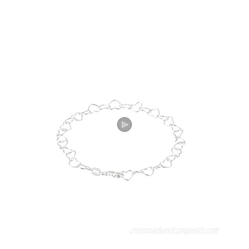 Silver 5.3mm Rolo Heart Link Bracelet