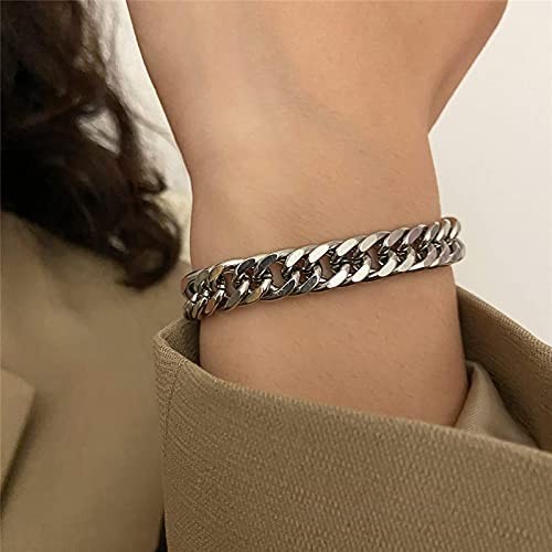 Stainless Steel Chain Bracelet Set for Women Gold/Silver Fashion Stackable Cuban Link Adjustable Bracelet for Gifts