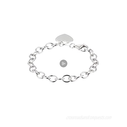 Sterling Silver Heart Tag Bracelet 7.5
