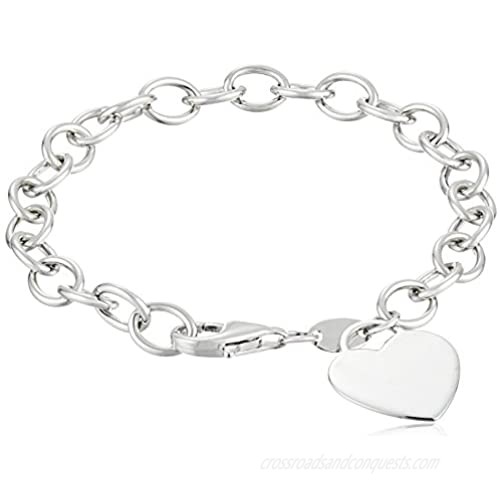 Sterling Silver Heart Tag Bracelet  7.5"