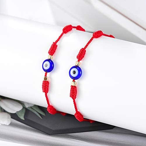 Tarsus (Ver.3) Evil Eye 7 Knot Lucky Bracelets Adjustable Red String Amulet for Women Men Little Boys & Girls