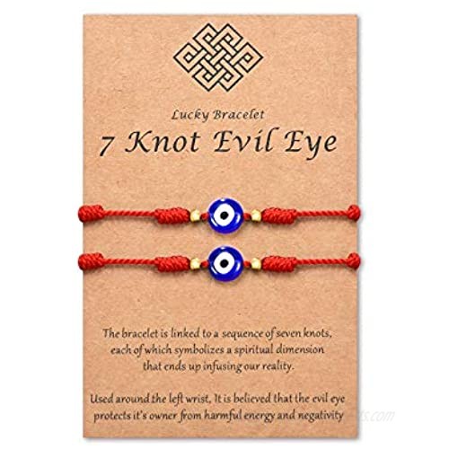 Tarsus (Ver.3) Evil Eye 7 Knot Lucky Bracelets Adjustable Red String Amulet for Women Men Little Boys & Girls