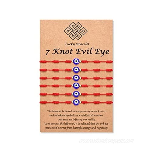 (Ver.3) Tarsus Evil Eye 7 Knot Lucky Bracelets Adjustable Red String Amulet for Women Men Little Girls & Boys
