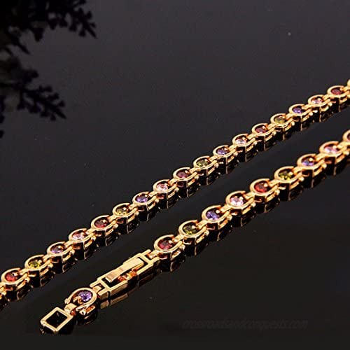 Women Bracelets 18K Multi-Gemstone and Diamond Tennis Bracelet Gold Heart Bracelets for Women (Diamond Bracelet)