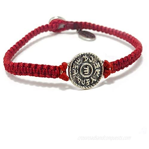 Women's 7" Red Charm Bracelet with Sterling Silver Coin Amulet for Financial Success & Prosperity - Gift for New Job  Business or Venture