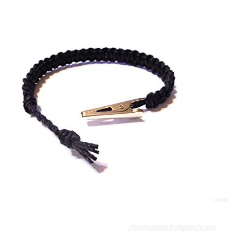 Adjustable Alligator Clip Mens or Womens Black Hemp Bracelet - Handmade