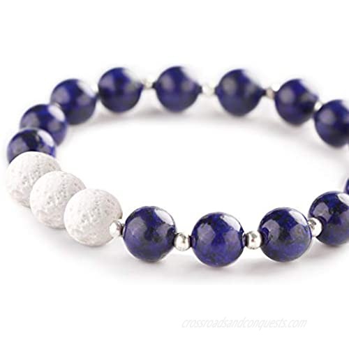 Adramata 6Pcs Lava Rock Stone Aromatherapy Essential Oil Diffuser Bracelet for Women Natural Gemstone Healing Crystal Bracelet