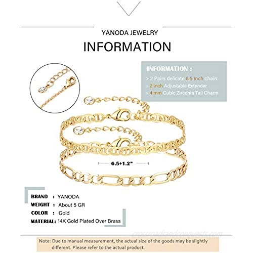 Dainty Layered Gold Chain Bracelet for Women 14K Gold Plated Handmade Adjustable Bracelet Satellite Beads Oval Mariner Figaro Link Chain Bracelets Minimalist Layering Stacking Jewelry Gift for Women