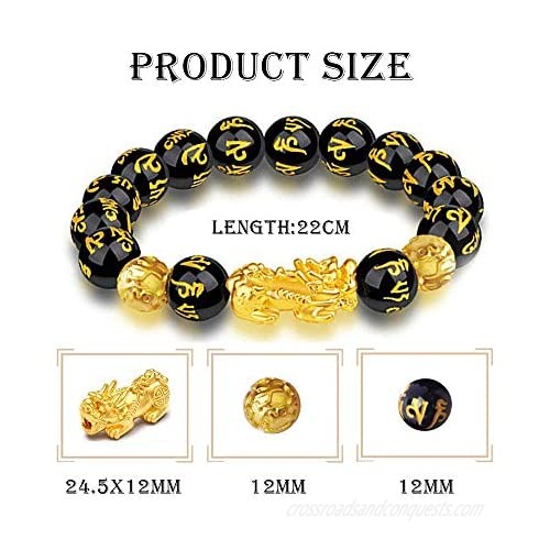 Feng Shui Black Obsidian Wealth Bracelet，Feng Shui Bracelet for Men/Women with Sagin Pixiu Character for Protection Can Bring Luck and Prosperity，Suitable for Any Occasion Unisex