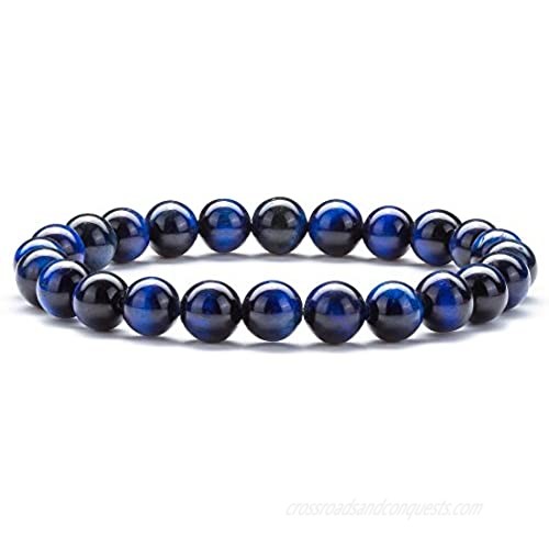 Hamoery Men Women 8mm Natural Stone Lava Rock Diffuser Bracelet Elastic Yoga Agate Beads Bracelet Bangle-21014