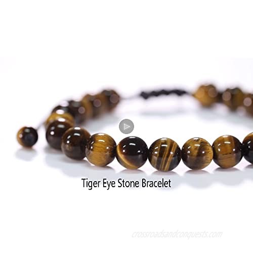 Hamoery Men Women Gifts Bracelet Braided Rope Natural Tiger Eye Stone Yoga Bracelet Bangle-21018