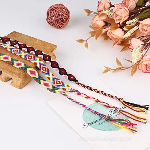 Jstyle 15Pcs Ethnic Tribal Bead Bracelet for Men Women Boho Hemp Cords Wood String Bracelet Woven Strand Bracelet