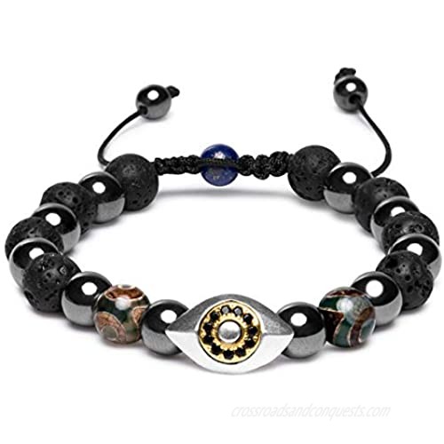 Karseer Hamsa Evil Eye Bracelet  Natural Hematite and Lava Rock Aromatherapy Essential Oil Diffuser Bracelet  Anti Anxiety Stress Relief Jewelry Gift  Unisex