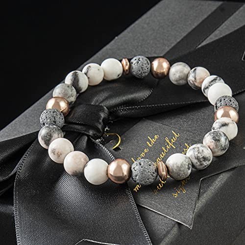 Lava Rock Bracelet Lavender Essential Oil Aromatherapy Diffuser Vitality Extracts Beaded Quartz Crystals Healing Stone Bracelets Yoga Stress Anti Depression And Anxiety Relief Items Gifts For Women Men