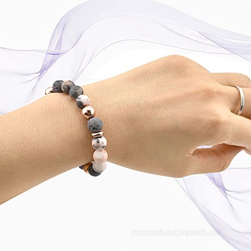 Lava Rock Bracelet Lavender Essential Oil Aromatherapy Diffuser Vitality Extracts Beaded Quartz Crystals Healing Stone Bracelets Yoga Stress Anti Depression And Anxiety Relief Items Gifts For Women Men