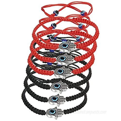 LOYALLOOK Evil Eye Lava Stone Bracelet Braided String Kabbalah Bracelets Handmade String Bracelets Essential Oil Diffuser Bracelet for Men Women 9PCS