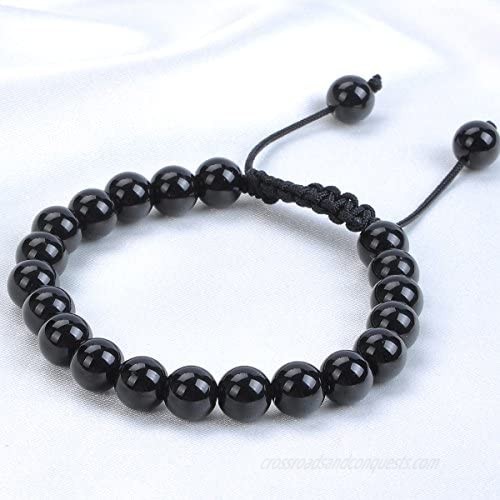 Massive Beads Natural Healing Power Gemstone Crystal Beads Unisex Adjustable Macrame Bracelets 8mm