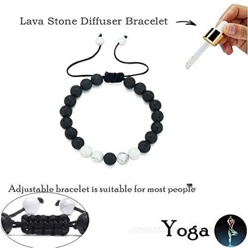 MengPa Beaded Bracelets for Women Men Anxiety Essential Oil Volcanic Stone Bead Bangle Yoga Aromatherapy Bracelet Set