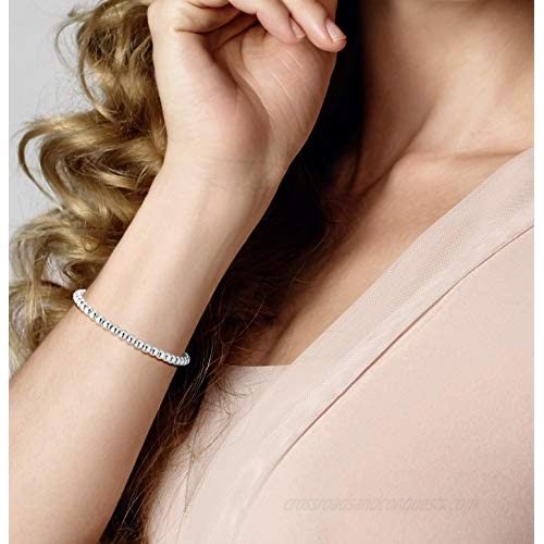 MiaBella 925 Sterling Silver Italian Handmade 4mm Bead Ball Strand Chain Bracelet for Women 6.5 7 7.5 8 Inch Made in Italy
