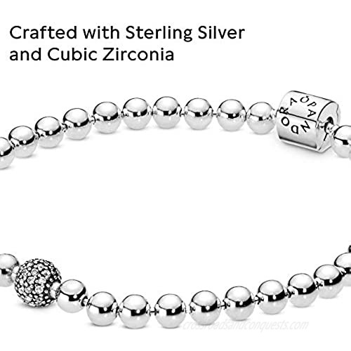 Pandora Jewelry Beads and Pave Cubic Zirconia Bracelet in Sterling Silver