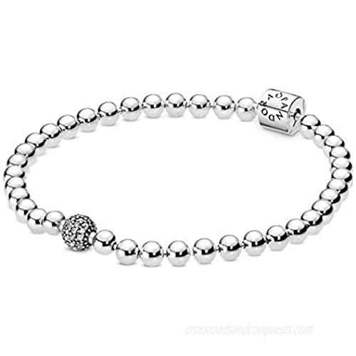 Pandora Jewelry Beads and Pave Cubic Zirconia Bracelet in Sterling Silver