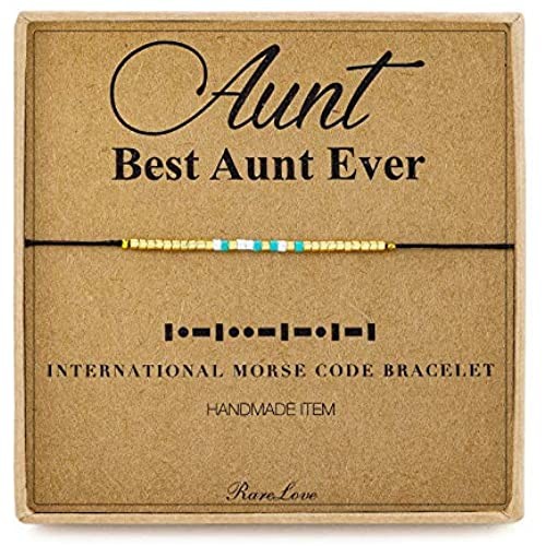RareLove Best Aunt Ever Gifts Aunt Morse Code Beaded Bracelet Secret Message Jewelry Gift for Her  Waterproof Birthday for Aunts from Niece Nephew