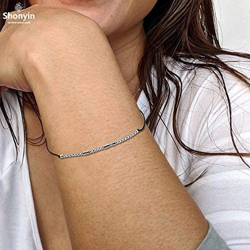 Shonyin Morse Code Bracelet Best Friend Bracelet Set Friendship Jewelry Gift for 2 Sister Girl Women Men
