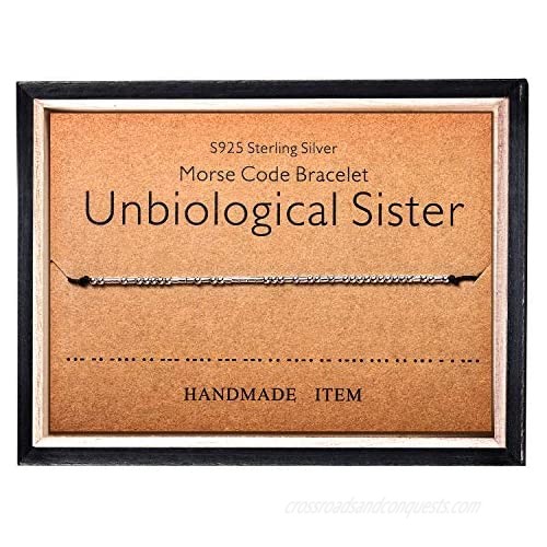 Unbiological Sister Bracelet 925 Sterling Silver Beads on Silk Cord Secret Message Morse Code Bracelet Gift Jewelry for her