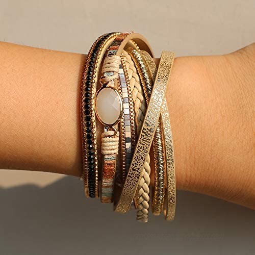Vercret Leather Wrap Bracelet for Women - Multi-Layer Bracelets for Girl Ideal Gift Bracelet for Women Big Sister Mom…