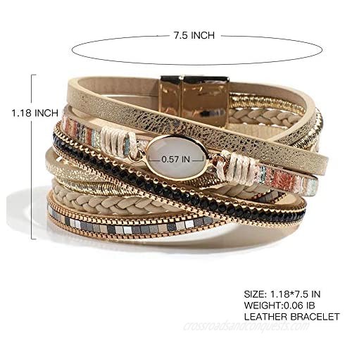 Vercret Leather Wrap Bracelet for Women - Multi-Layer Bracelets for Girl Ideal Gift Bracelet for Women Big Sister Mom…