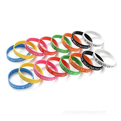 16pcs Vaccinated Silicone Wristbands Vaccinated Covid Bracelets for Vaccination Support Doctor Vaccinated Against Covid 19 (8 Colors Fits Adults Teens)