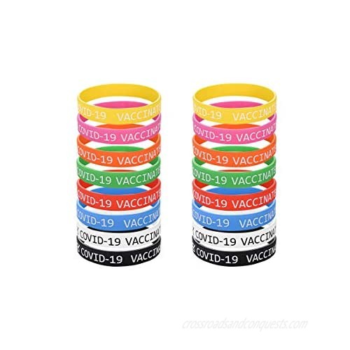 16pcs Vaccinated Silicone Wristbands Vaccinated Covid Bracelets for Vaccination Support Doctor Vaccinated Against Covid 19 (8 Colors Fits Adults Teens)