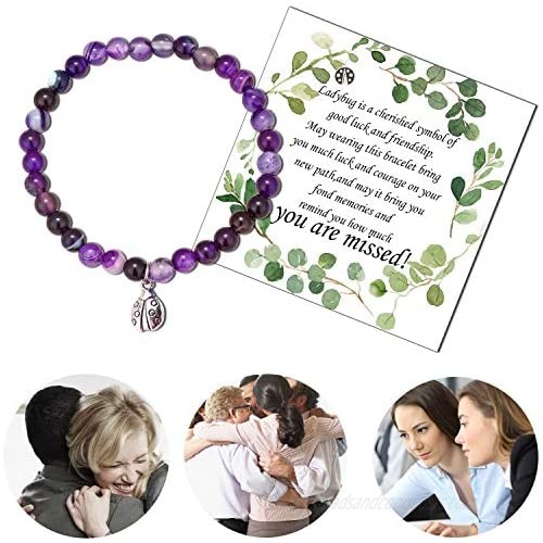 Coworker Gifts for Women Farewell Bracelet with Gift Card Retirement Gift for Women Ladybug Charm Thank You Coworker Leaving Gifts