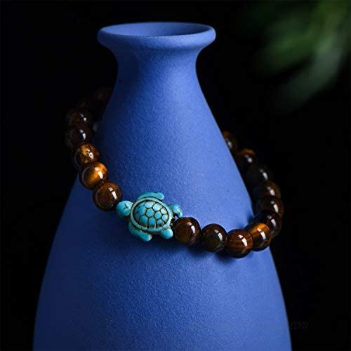 Hicarer 10 Pieces VSCO Sea Turtles Beads Bracelet Natural Stone Elastic Friendship Bracelet for Women Men