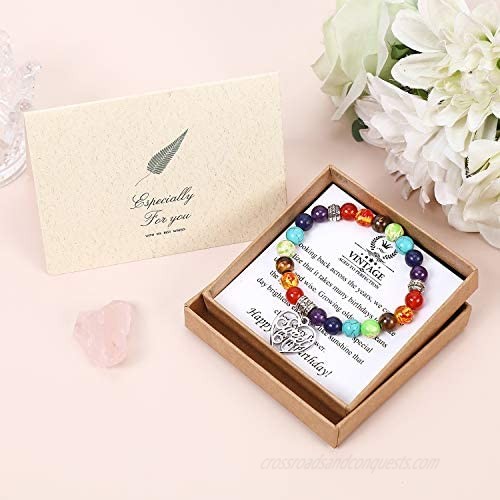 MDPOO 60th Birthday Gifts for Women Turning 60 Birthday Gifts for Women Chakra Bracelet with Message Card