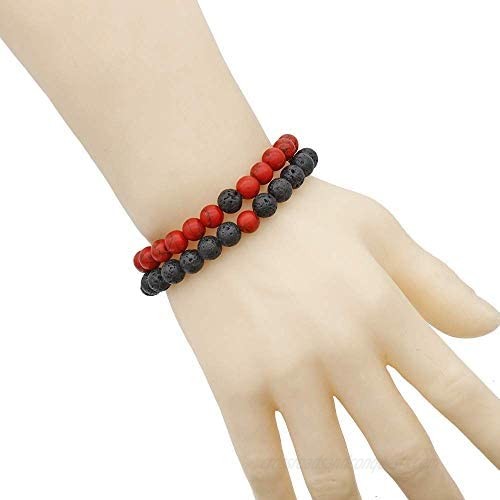 MengPa Mens Beaded Bracelets Lava Rock Stone for Women Aromatherapy Anxiety Essential Oil Volcanic Bangle Bracelet