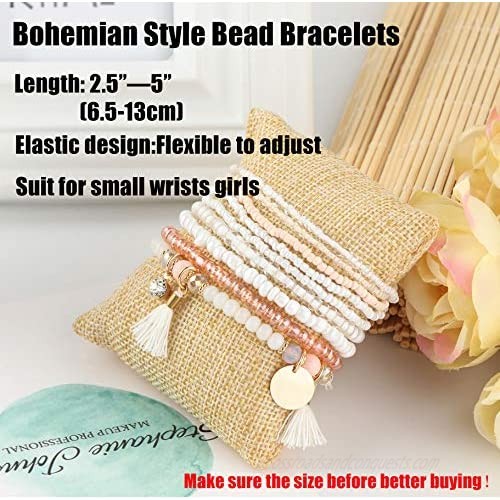 Milacolato 3-6 Sets Bohemian Beaded Bracelets for Women Multilayer Stretch Stackable Bracelet