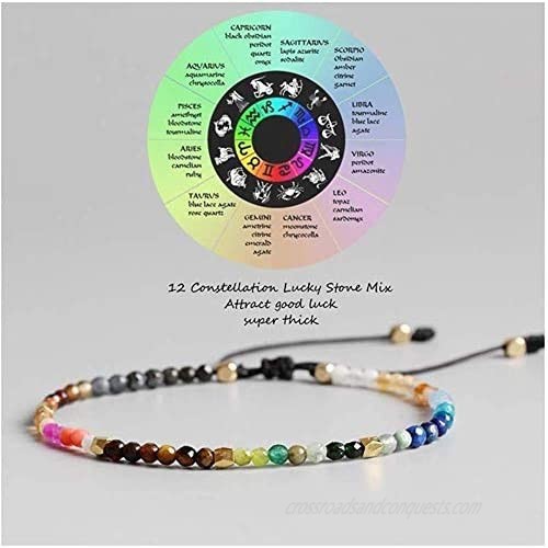 Rhdun 12 Constellation Meditation Beads Bracelet for Women 7 Chakra Bracelets Bohemian Lucky Stone…